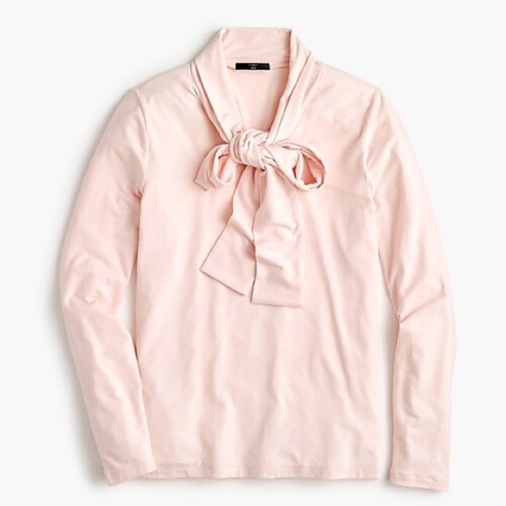 J. Crew 365 Stretch Tie Neck Top - Subtle Pink - M
